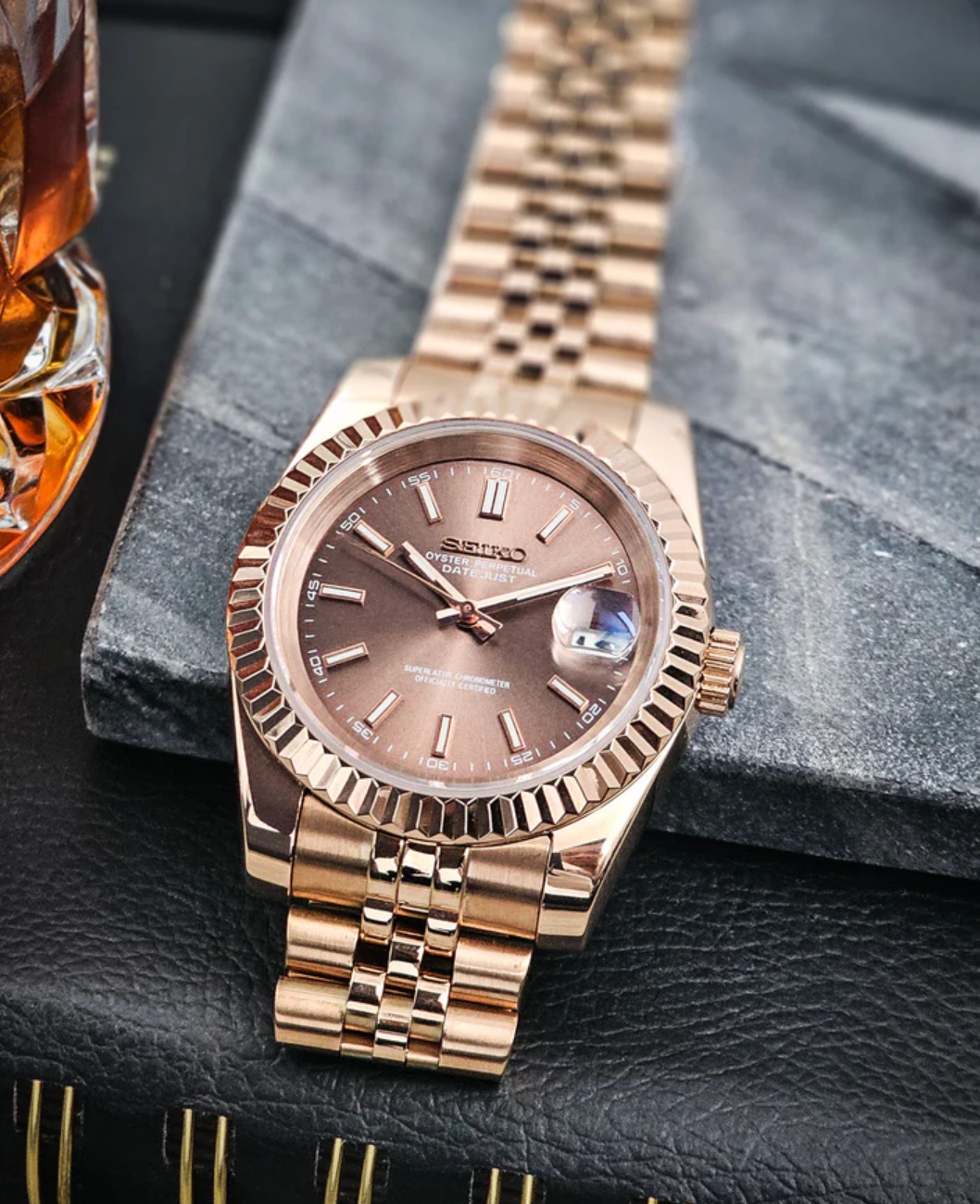 SEIKOJUST FLUTED | ROSE GOLD CHOCOLATE